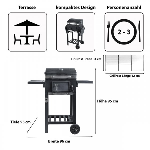 Activa Grill Grillwagen Angular Smart Holzkohlegrill