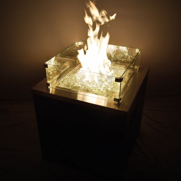 ACTIVA Gas Feuerstelle Gasfeuerstelle Asano Glas Edelstahl inkl